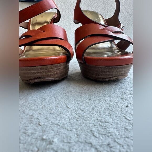 Coach Dani platform heels‎ sandals size 10 B Papaya / orange gold - Picture 6 of 12